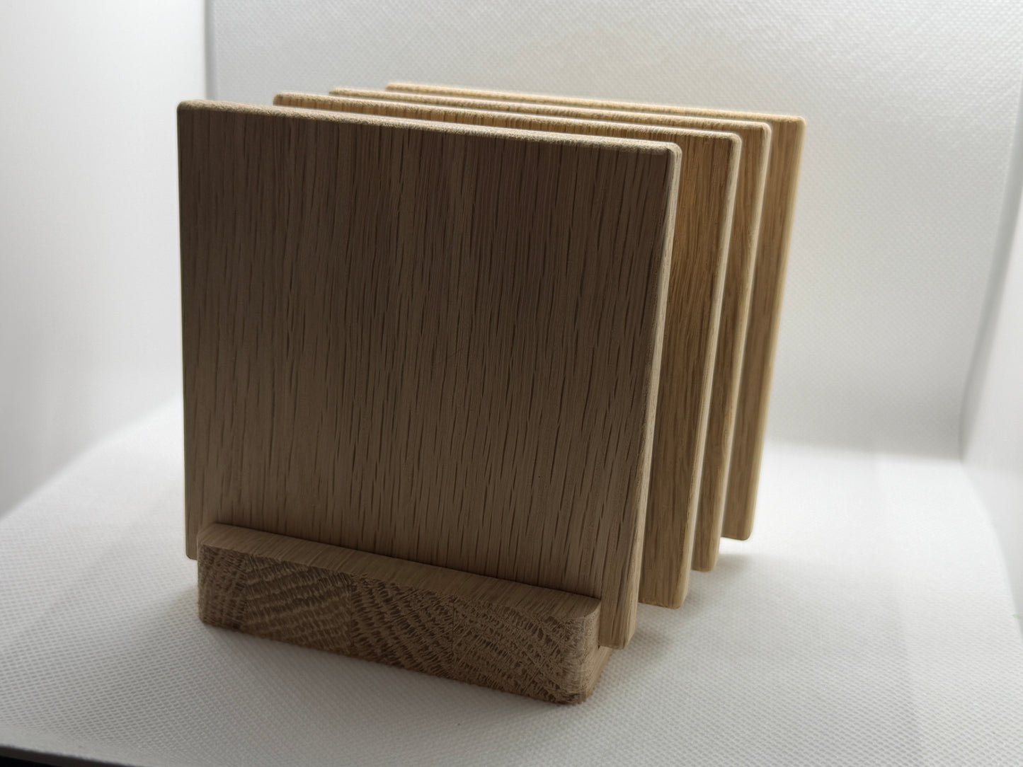 White Oak Coaster Set with Holder