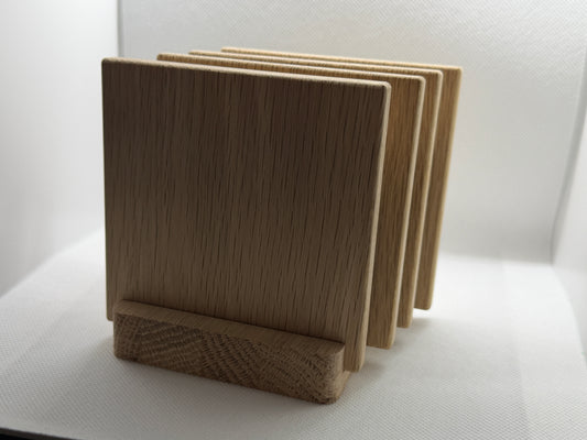 White Oak Coaster Set with Holder