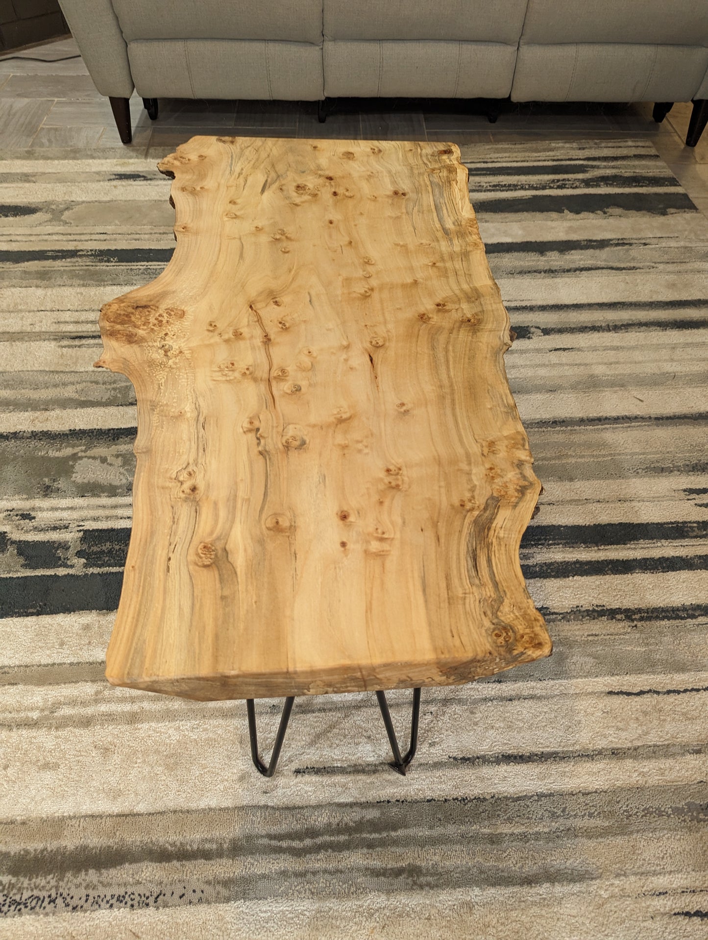 Live Edge Maple Burl Coffee Table